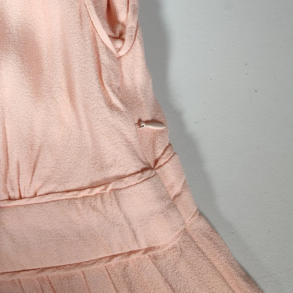 J. Crew Point Sur blush v-neck ruffle hem flutter‎ sleeve midi dress 10
